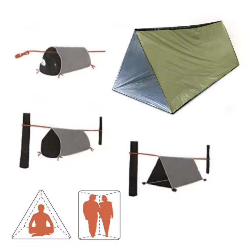 Emergency Mylar Tent - Wasserdichtes, wiederverwendbares 2-Personen-Mylar-Notfallzelt, Outdoor-SOS-Überlebensunterkunft, thermische Biwakdecke