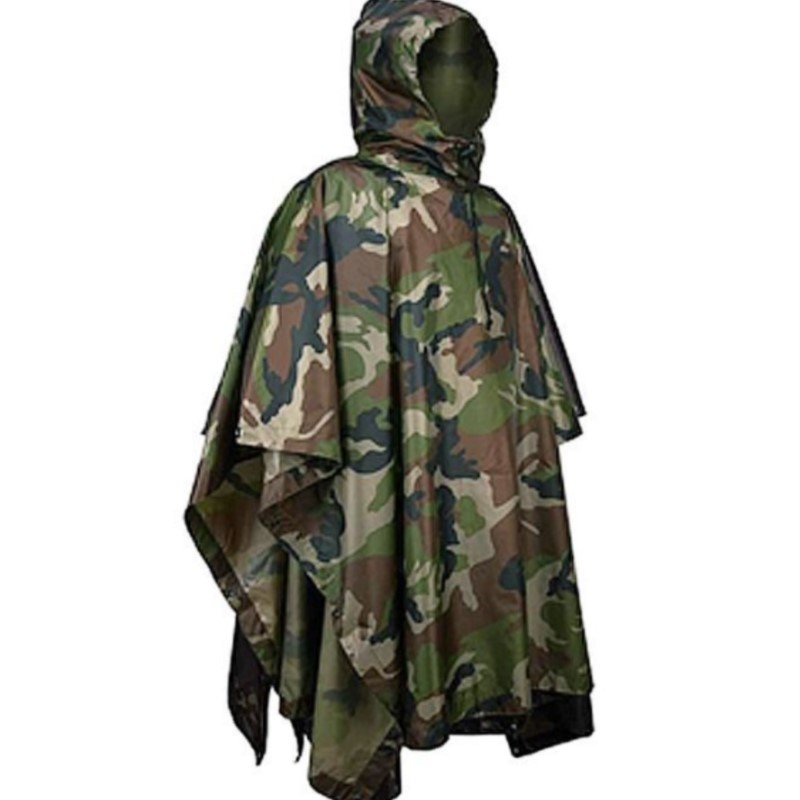 Emergency Poncho Rain - PVC/PU Tarnmuster Taktischer Regenmantel Tragbarer Faltbarer