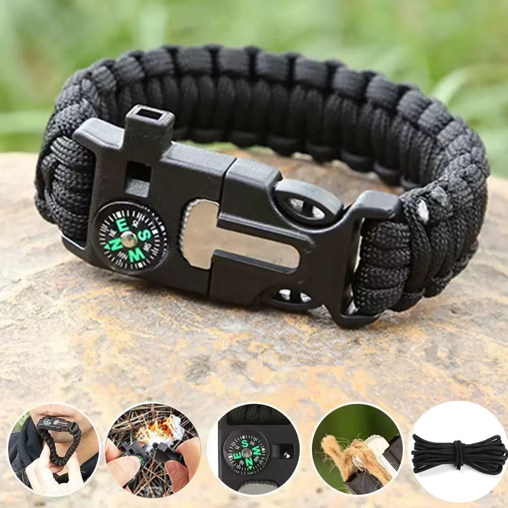 Fire Starting Kit - Fünf-in-eins-Kompass-Armband mit Flint Seven Core Paracord-Armband