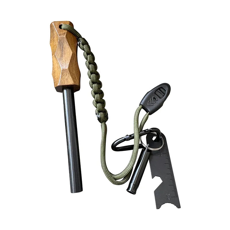 Magnesium Fire Starter - Neuer Outdoor-Feuerstein-Feuerstarter mit Holzgriff, Zünder, wasserdichte