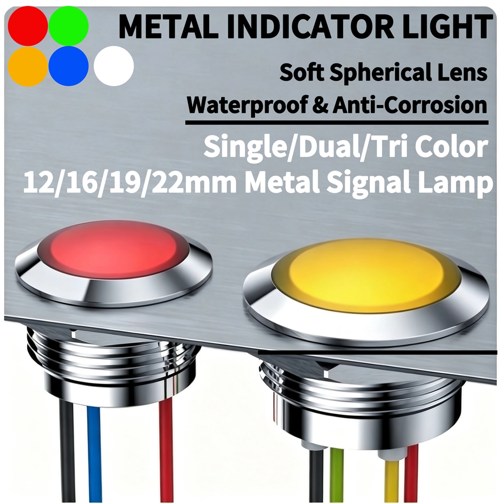 Signal Panel Orange - 12mm 16mm 19mm 22mm Metall-LED-Anzeigelampe Wasserdichte